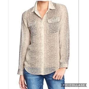 Tan Snake skin button up blouse - Barely Used